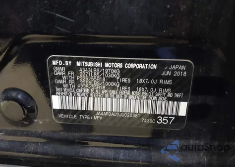 2018 Mitsubishi Outlander Sport 2.0 Es/2.0 Le z USA, uszkodzony, nr VIN JA4AR3AU2JU020381